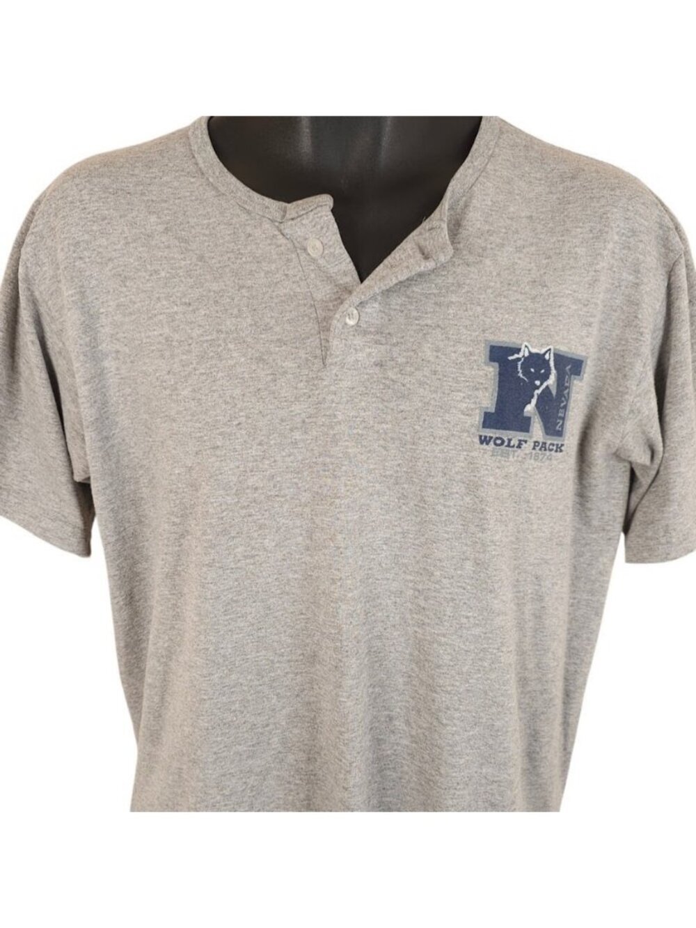 Nevada Wolf Pack T Shirt Mens Size Medium Gray Henley NCAA University